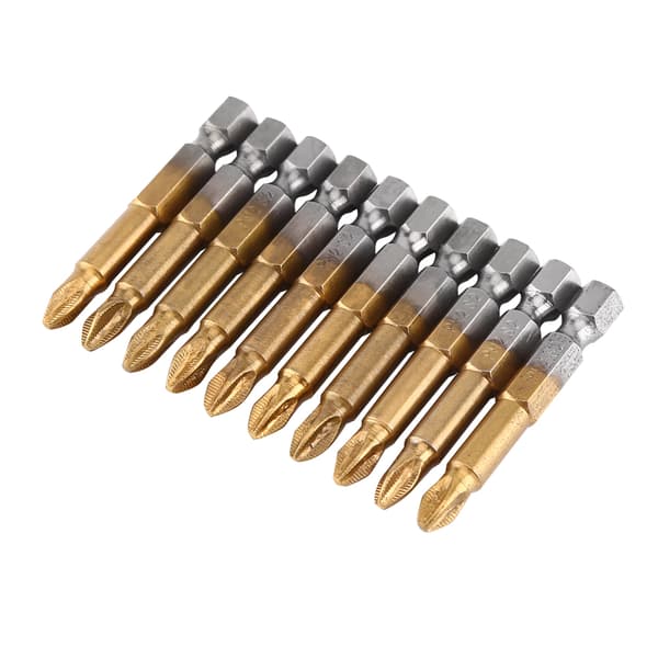 10 stk PH2 Krysshode Skrutrekkerbits Sett Antiskli 1/4 Tommers Sekskant Skaft 50mm