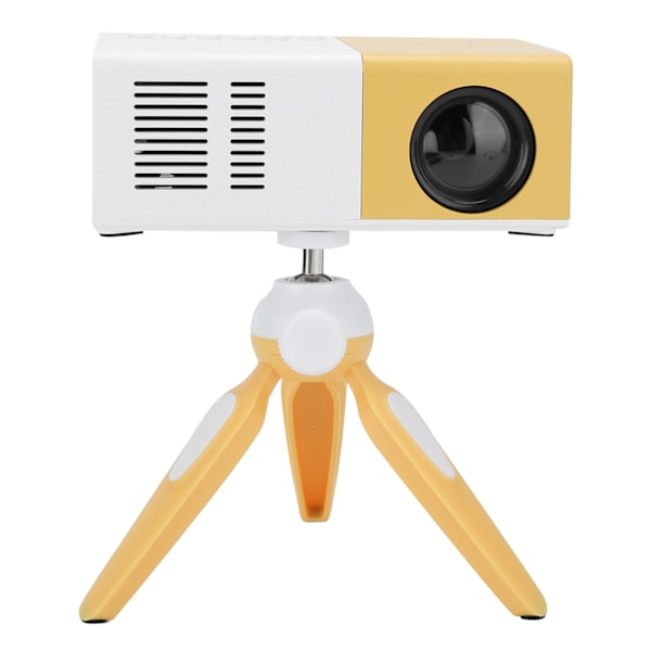 J9 Mini bärbar projektor LED hemmabio videomediaspelare projektor med ställ 100‑240V vit gul EU-kontakt