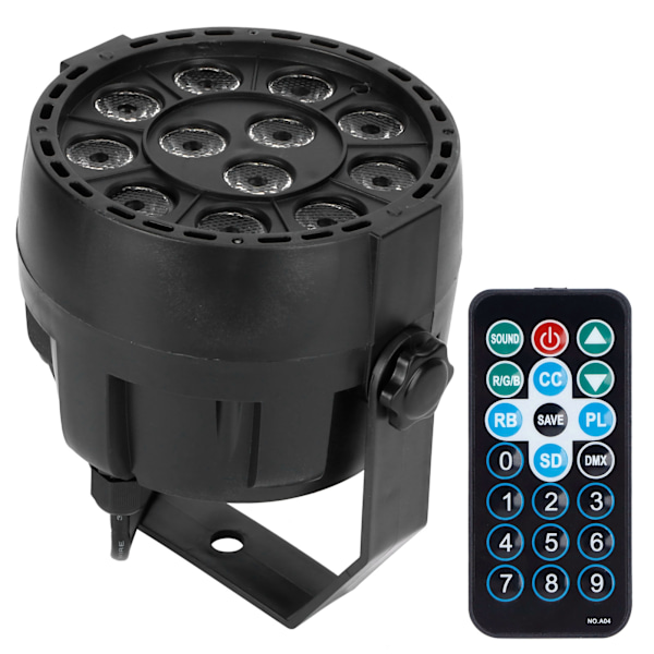 12 LED-brikker Spotlight RGB Lydkontroll Scenelys med Fjernkontroll for Fest KTV EU 90-240V