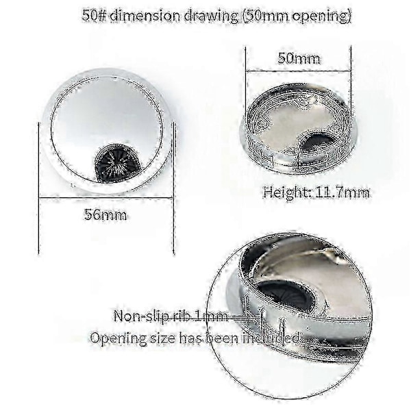 Skrivebord Kabelhull Deksel Datamaskin Ryddig Gjennomføring Bord Kabeluttak Port Overflatelinje Boks Bordkabel Hardware 50mm Blank