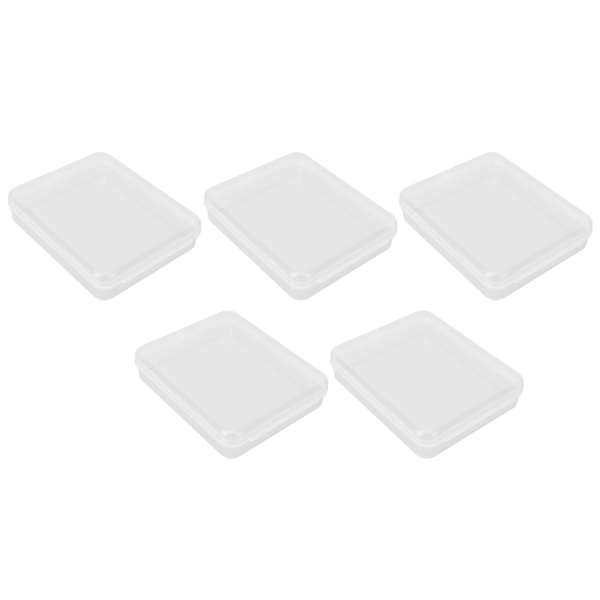 5 kpl kirkas pieni muovinen säilytyslaatikko suorakaiteen muotoinen pölytiivis läpinäkyvä minisäilytyslaatikko saranoidulla kannella
