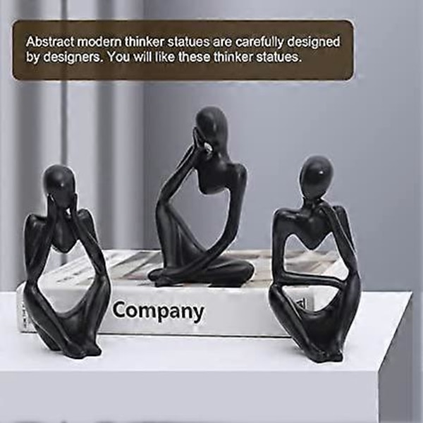 Nordisk Tenker Statue 3 stk Abstrakt Tenker Skulptur Tenker Figur i Resin Gull Håndlaget Tenker Ornament Moderne Håndverk Kunst po