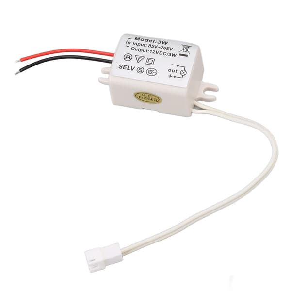 LED-drev strømadapter DC12V 3W Kompakt overspændingsbeskyttelse til LED-strips, LED-pærer, industrilamper