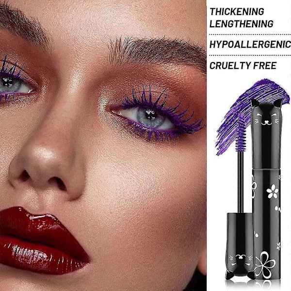 Färgglad Mascara, Vattentät Långvarig Tjock Mascara (Lila)