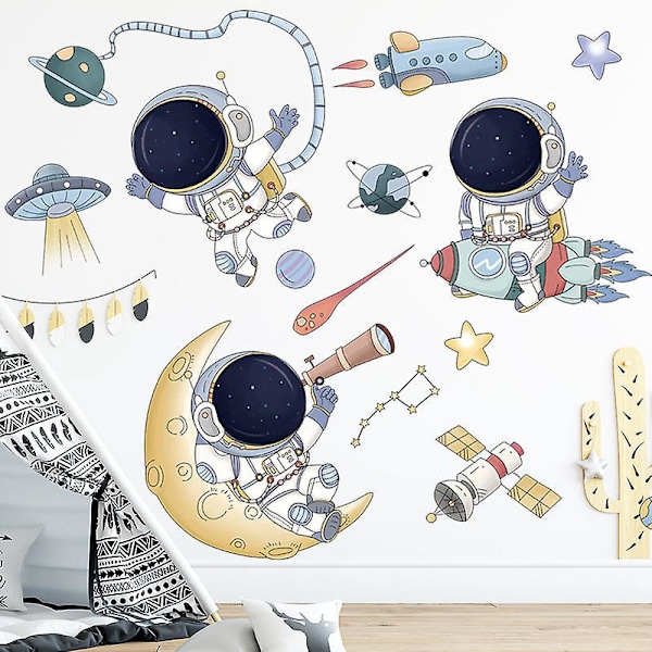 En uppsättning rymdskepps- och astronautväggdekaler för vardagsrum, sovrum, kontor - väggdekor