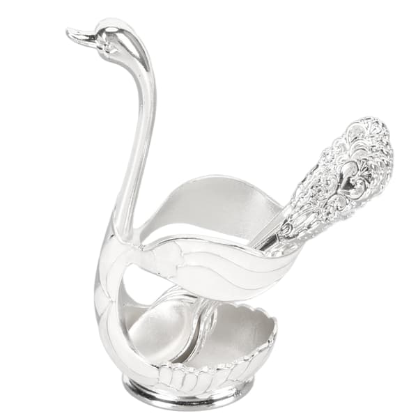 Silver Swan Dinnerware Set Svanbas Hållare Tesked Bestickset Kaffeskedset för Kaffe Frukt Desserts