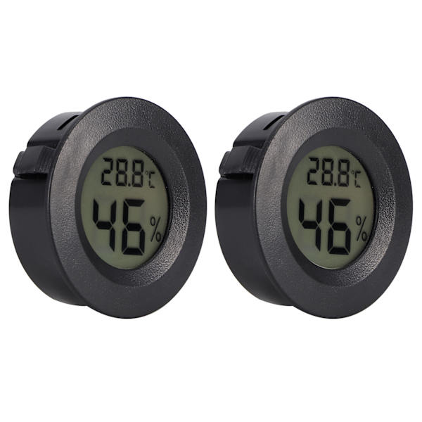2 stk. Mini Digital LCD Termometer Hygrometer Rund Form Temperatur Fugtighedsmåler til Krybdyrboks