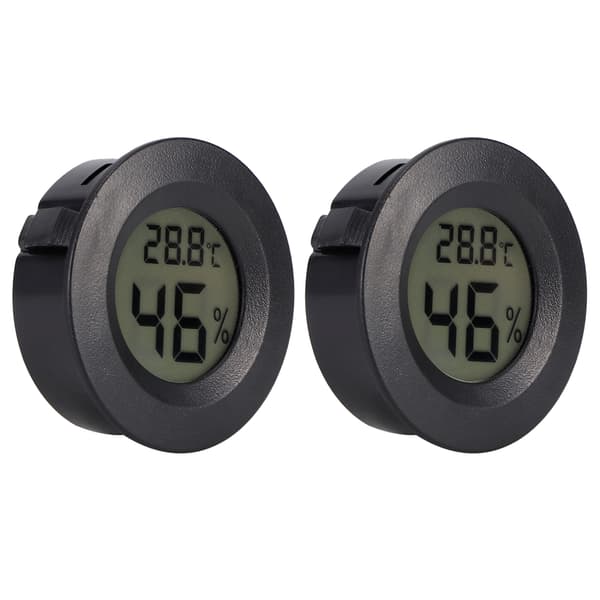 2 STK Mini Digital LCD Termometer Hygrometer Rund Form Temperatur Fuktighetsmåler for Reptilboks