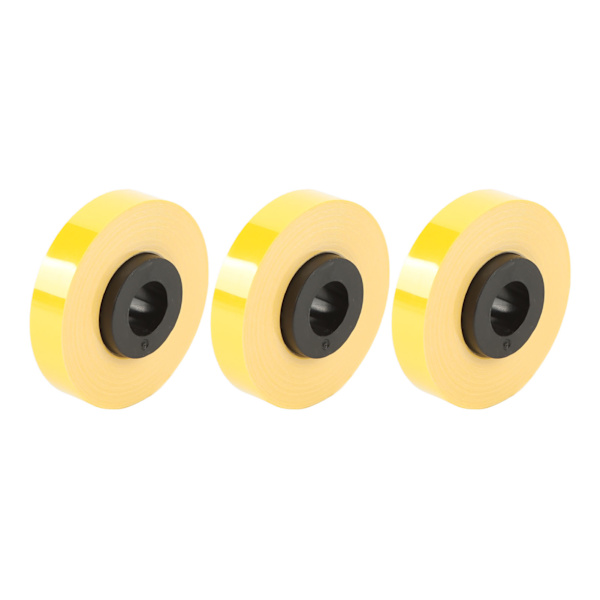 3 rullar etikettmaskintejp Varje 26,2 fot längd 9 mm bredd Rivtålig PET etikettmaskintejp påfyllningar för MAX LM 370 380 390 Gul