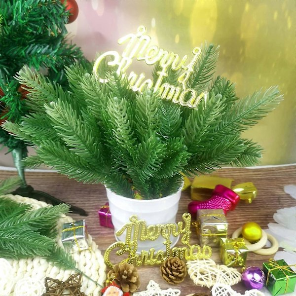 36 stk. Kunstige fyrgrene, kunstige grangrene til juledekoration, kunstige fyrgrene til DIY julekrans hjemmehåndværk