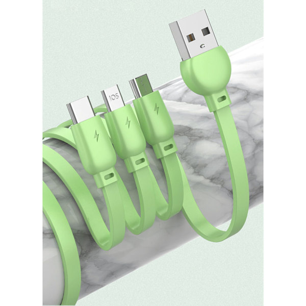 3 i 1 USB laddarkabel Lollipop-form Sträckbar snabbladdningstelefonkabel för IOS för Android för Huawei Mint Green