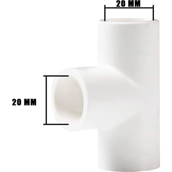 Trykrørsfittings - 6 hvide PVC 20 mm T-adapterfittings til konstruktion af kraftige drivhuse og møbler.