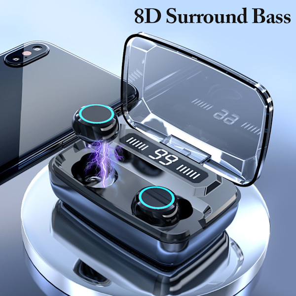 Bluetooth 5.0 TWS HiFi trådlösa in-ear-stereohörlurar med touch-kontroll digital display laddningsbox