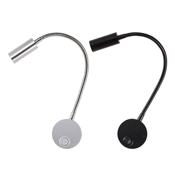 2 Sorte 3W Væglæselamper, Fleksibel Justerbar Hals Sconce Aluminium Bordlampe, Sengelampe med Kontakt LED Øjenbeskyttelse 29cm