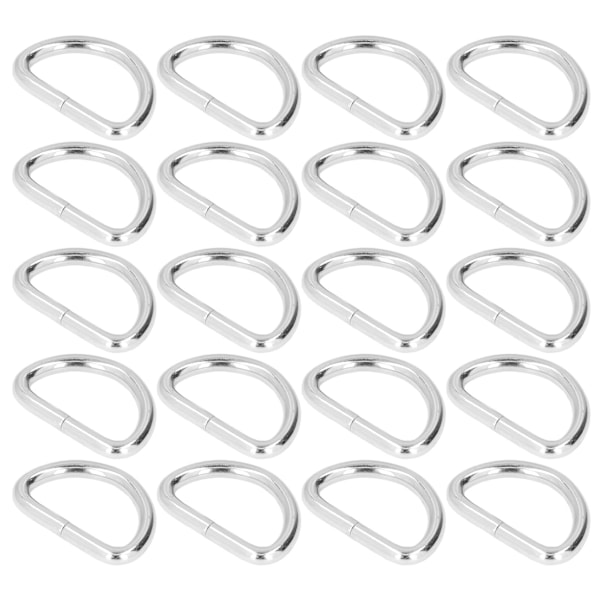 20 st D-ringar Blanka Bekväma Hållbara Bärbara DIY Tillverkning Kompakta Praktiska Väskespännen för Armband Silver 3,8x25x15mm