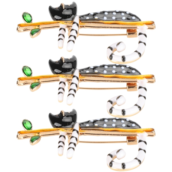 3 stk. broche nåle håndlavede retro mode legering katteformet DIY bryllupsbuket sæt sort