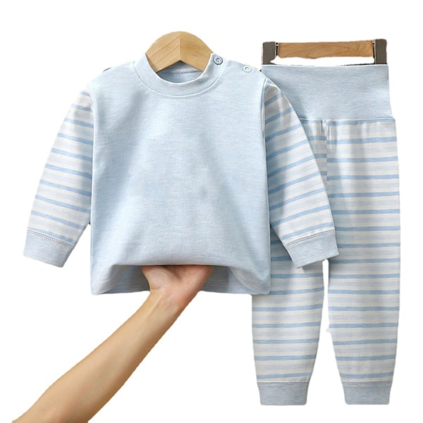 Barnepyjamas sett 2 deler nattøy lang ermet høy midje pyjamas sopp mønster loungewear for 0-6 år gammel blå 73cm