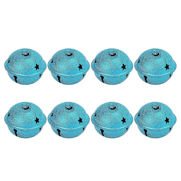 24 st 40mm Jul Frosted Bells Järn Färg Ihålig Femuddig Stjärna DIY Julgransdekoration Bells LD40D16