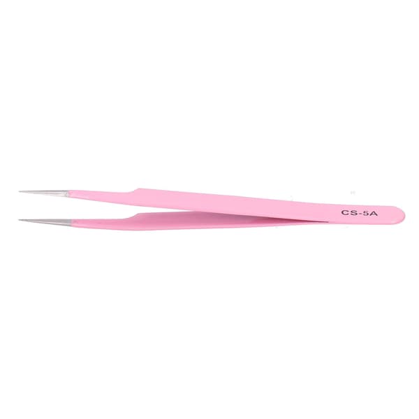 Antistatiske øyenvippetransplantasjonspinsett i rustfritt stål for øyenvippeforlengelse, rosa CS-5A