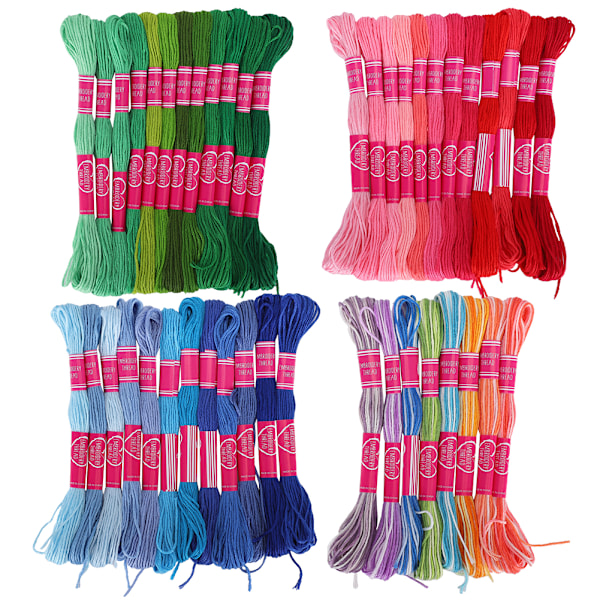 44 stk broderigarn krysssting floss gradient farge polyester bomullsspoler 8 meter