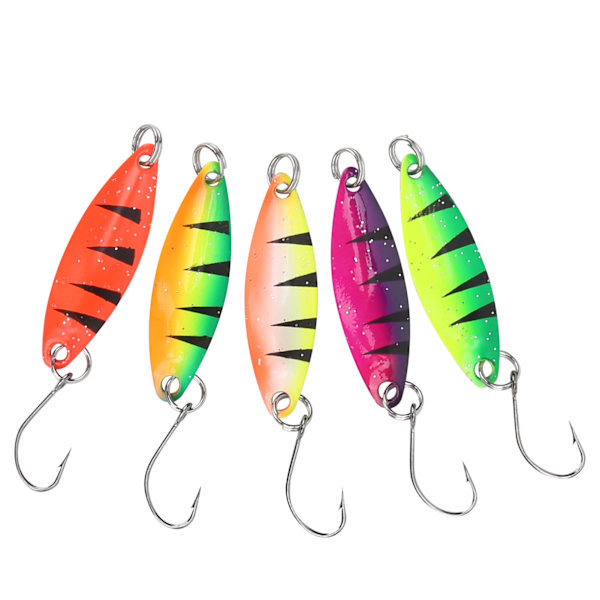 5 st färgglada Walleye Trout skedbeten metall crankbait hård sked spinner bete enkelkrok