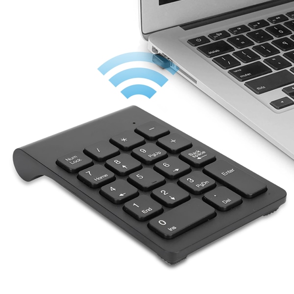 Minitastatur Trådløst numerisk tastatur 2,4G USB Ergonomisk Lett PC-datamaskintilbehør Svart