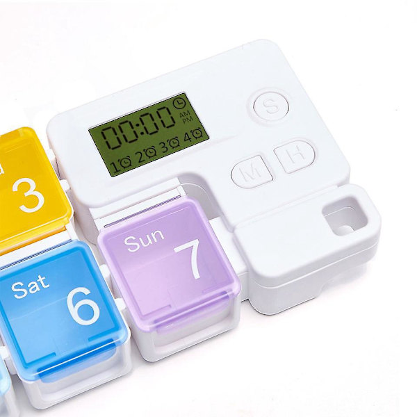 Digital Veckovis Pillerrulle med AM PM Alarm Påminnelse Bärbar 7-Dagar Resa Dispenser Två Stycken