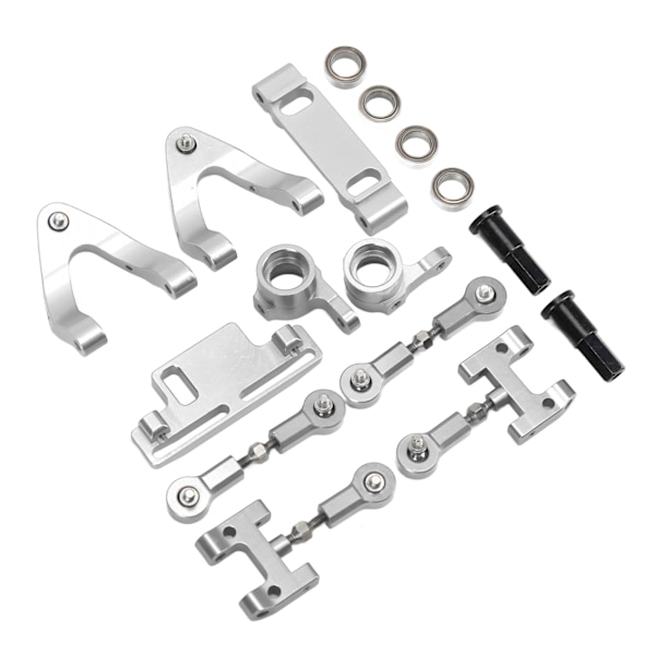 RC Aluminium Övre Nedre Upphängningsarm Styrkopp Hex Adapter Metalltillbehör Set för WPL D12 RC BilSilver