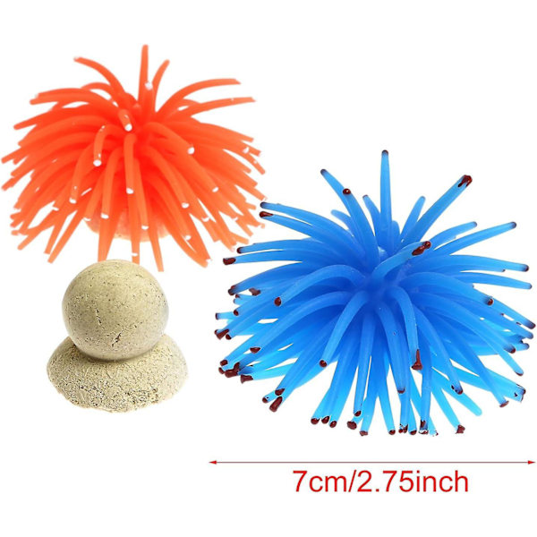 2 stk. Kunstig Søanemone 7 cm Glødende Falsk Koral Ornament Akvarietilbehør, Tilfældig Farve