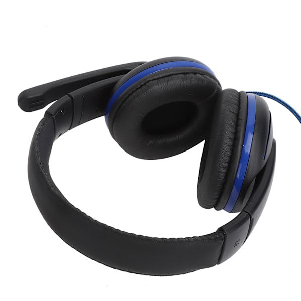 3,5 mm spelhörlurar med kabel för spel, headset med mikrofon för PS4, bärbar dator, mobiltelefon, svart + blå