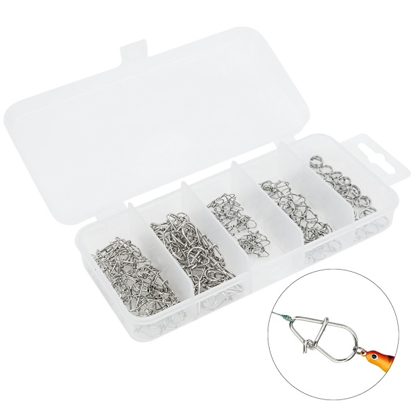 Fishing Connector Lure Pin Dobbel Sirkel Fast Clip Lock Snap Slitesterk ring sikkerhetsspenne