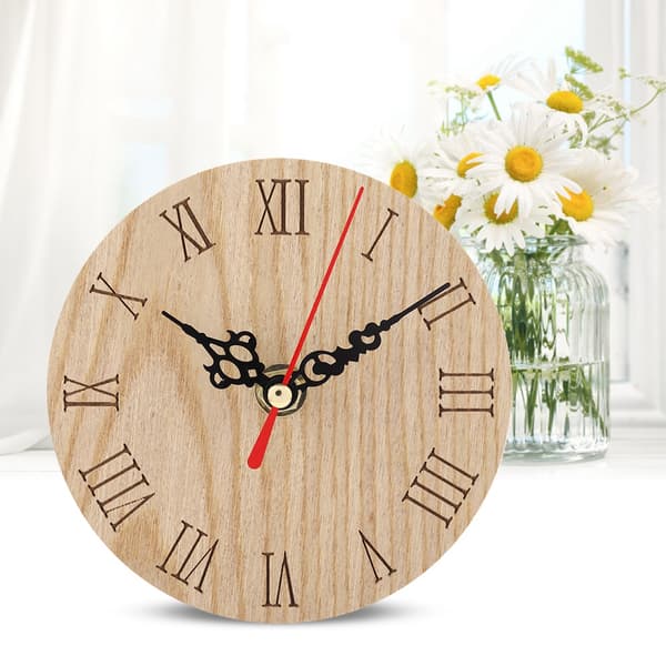 Klassisk väggklocka i trä med analog display för trädgård, hall, utomhus (12 cm)