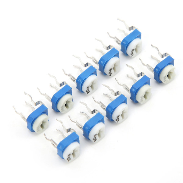 100 st Variabelt motstånd Trimmer Potentiometer Pot Elektronisk komponent RM065 Blå + Vit