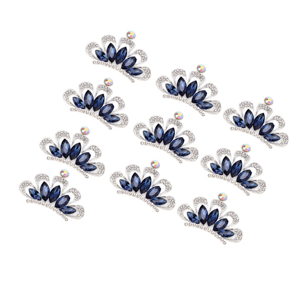 10 stk Rhinestone Brosjer Krone Seks Kronblader Opal Perle Brosje Pins for Klær Sko Vesker Hår Tilbehør Dekorasjon3x4.2cm Blå Krone