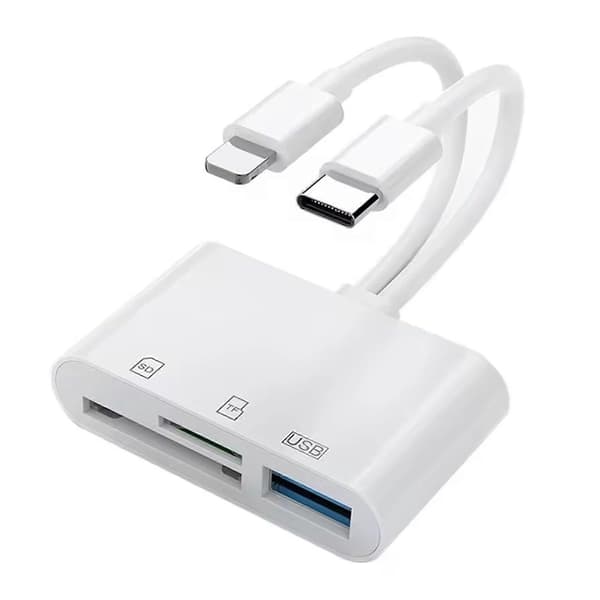 5 i 1 SD-kortlæser til iPhone Androids Lightning-Type C USB Plug Play-adapter til kamera Dashcam Fotooverførsel Ingen app nødvendig 5 in 1