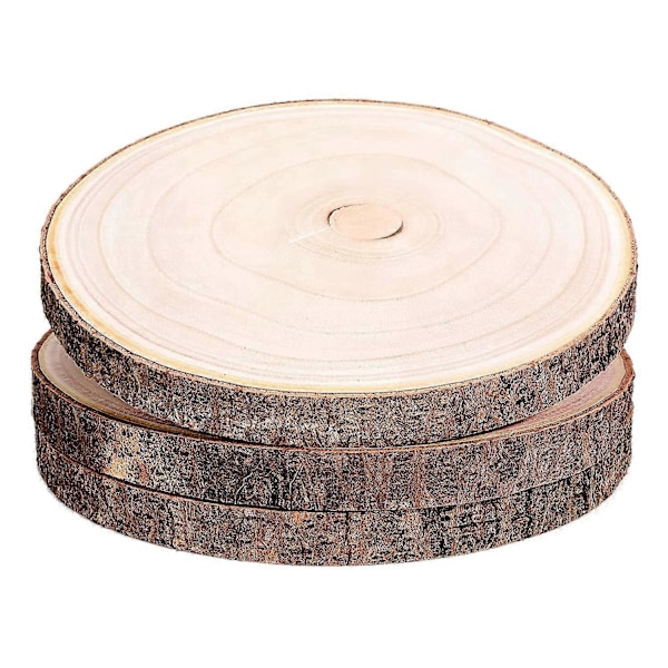 3 stk. 25-30 cm store træskiver til borddekorationer, træskiver