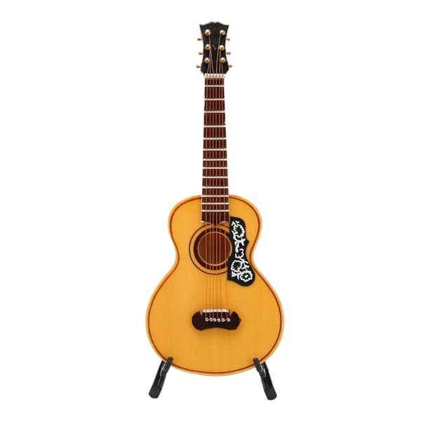 6.69in Miniatyr Gitarr Dekoration Hantverk Lindträ Mini Akustisk Gitarr med Ställ för Examensceremoni