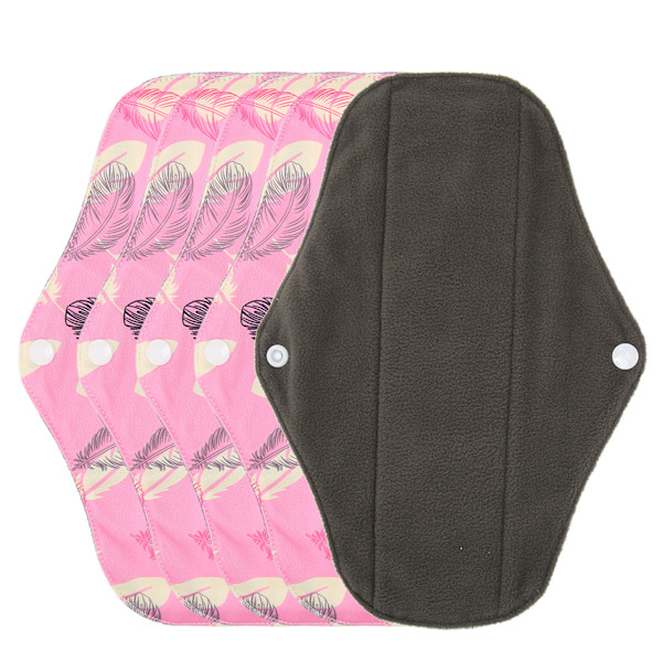 5pcs Washable Menstrual Pads Breathable Bamboo Charcoal Cloth Leakproof Resuable Sanitary TowelM25