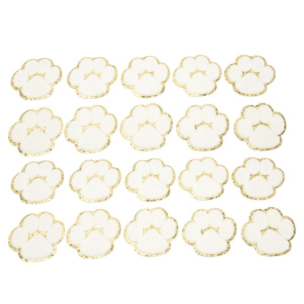 20 st Cat Paw Iron On Patches Mode Vita Cat Paws Sy Broderade lappar för ryggsäckar Kläder Jackor