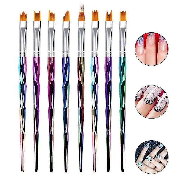 8-delt Neglebørstesæt Gel Art Pen Liner Polish Design Kit Gradient