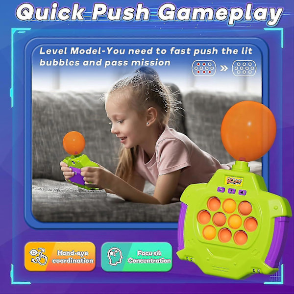 Elektroniskt Pop-spel för Barn och Vuxna, Snabbt Tryck Bubblor Spelkonsol, Handhållet Pop Elektronisk Sensorisk Klämleksak för Barn i Åldern 4-12 -CHN