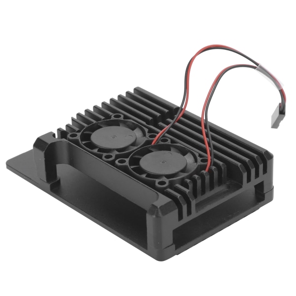 Aluminiumskabinet med dobbelt blæser køleskal til Raspberry Pi 4B computertilbehør Dobbelt blæser aluminiumslegeringsskal