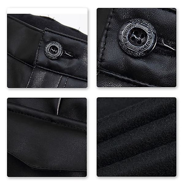 Slim Fit Herr Läderbyxor Casual EU 30 Svart