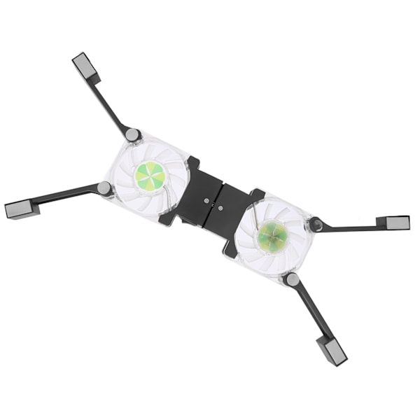DRS03 Sammenklappelig Laptop Kølepude Dobbelte Blæsere LED Blåt Lys Notebook Computer Køler (Sort)