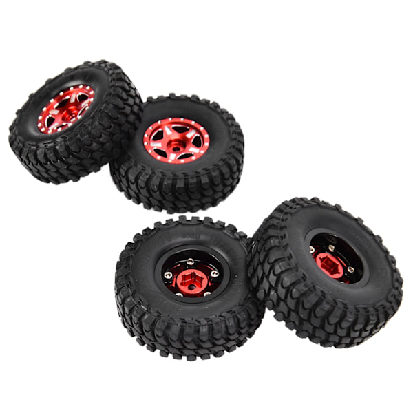 4 st 1/24 RC-bildäck i gummi, RC-fordonshjul, Crawler-bildäck för Axial SCX24 90081 AXI00001 AXI00002, röda