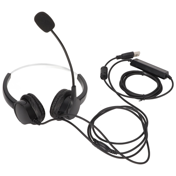USB-headset med støjreduktion, kablet callcenter-headset med mikrofon, lydstyrkekontrol til pc, bærbar computer, kundeservice
