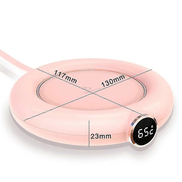 Oppvarmet Kaffekoppvarmer Pad USB Elektrisk Drikkevarmer med Automatisk Avstenging Tre Temperaturinnstillinger Rosa