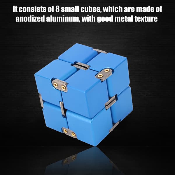 Håndholdte Fidget-leker i aluminiumslegering Infinity Desk Magic Cube Stressavlastningsleke Blå