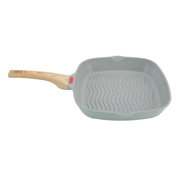 Grillpanne i aluminiumlegering med plasthåndtak, rask varmeledning, stor kapasitet, grillpanne for bacon, biff og løk