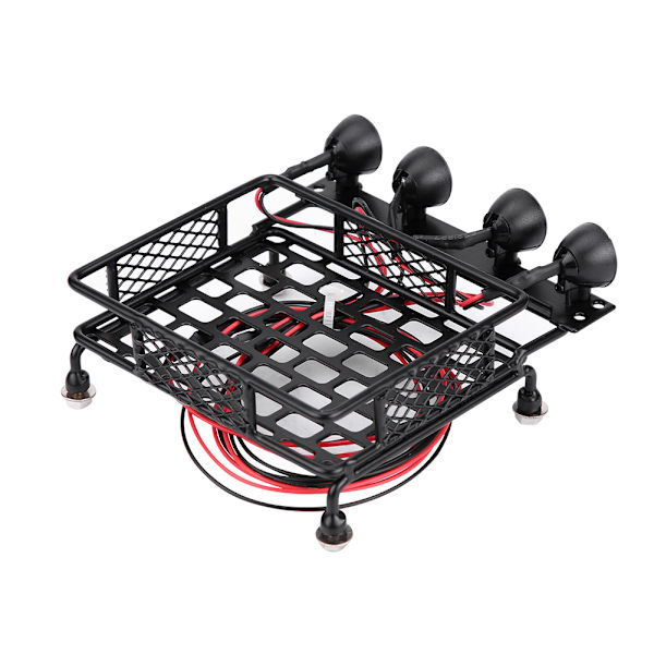 Pienikokoinen kattoteline -matkatavarateline LED-valolla pyöreälle SCX10 1/10 RC -autolle (4 valkoista)